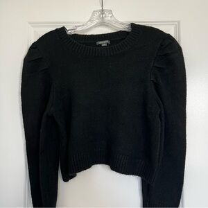 Black cropped puff sleeve sweater